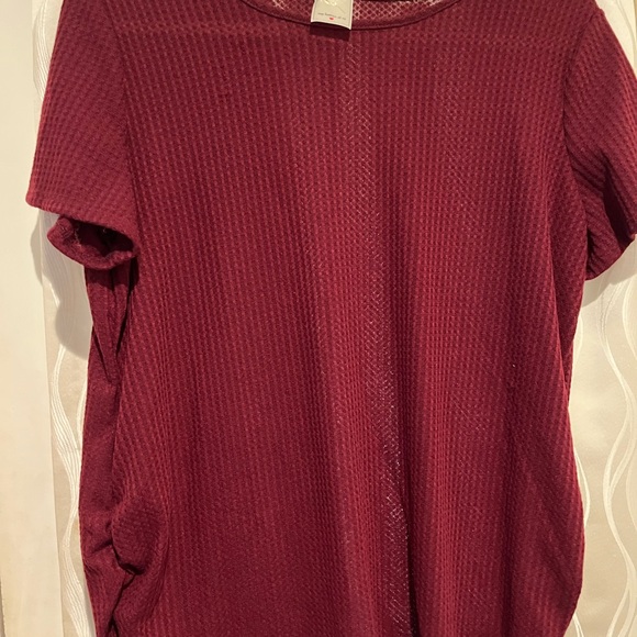 Red Ribbed Short Sleeve T-Shirt - Picture 1 of 3